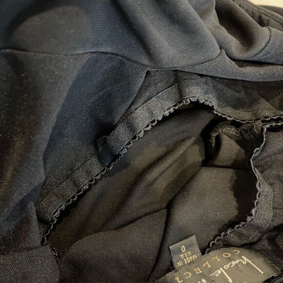 Nicole Miller Dress Matte Black Jersey Ruched Halter Cowl Drape Neck Size 0 - Picture 7 of 13